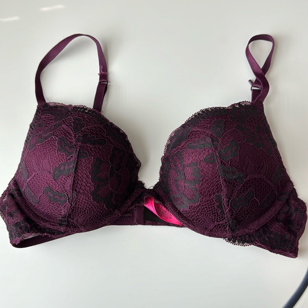 Purple/ Black Laced PushUp Bra